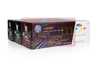 Hewlett - Packard CF370AM - HP 305A CMY 3-pack - originální tonery