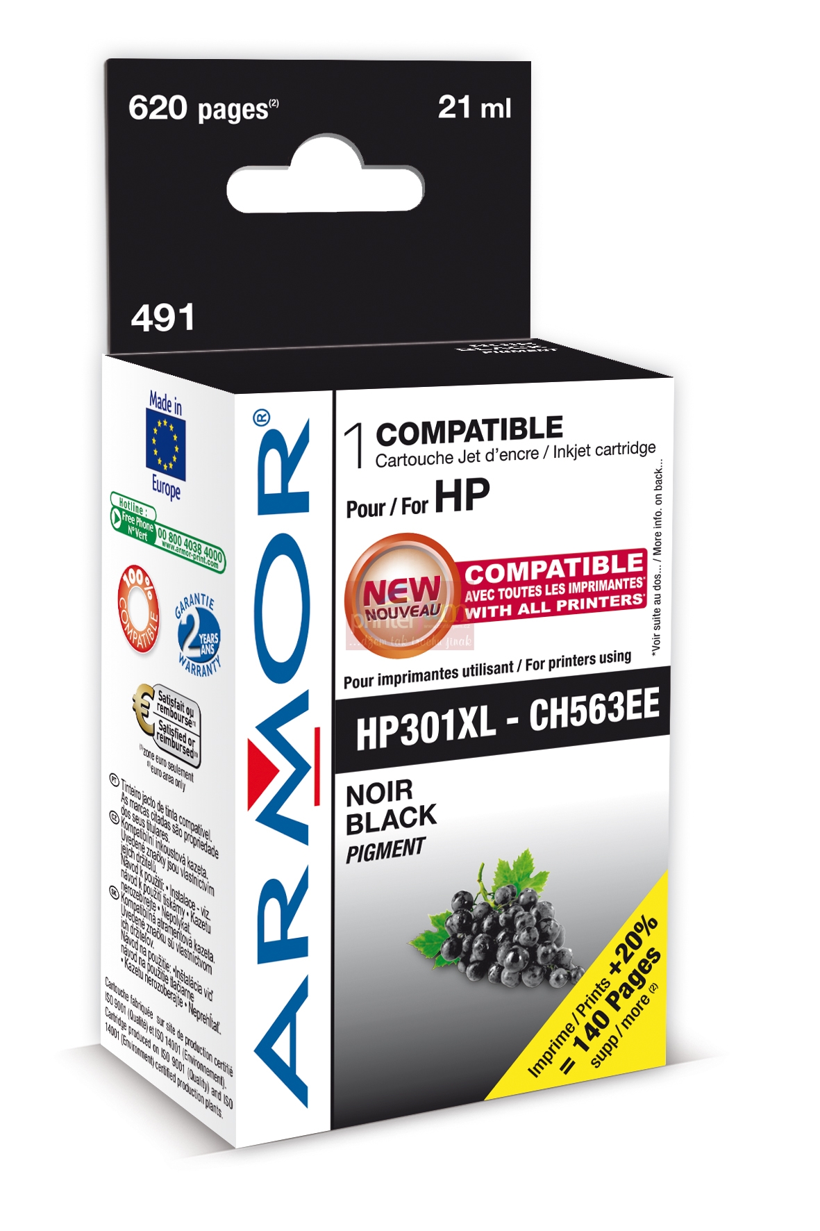 ink-jet pro HP DJ 1510 černý HC,21 ml, No.301XL