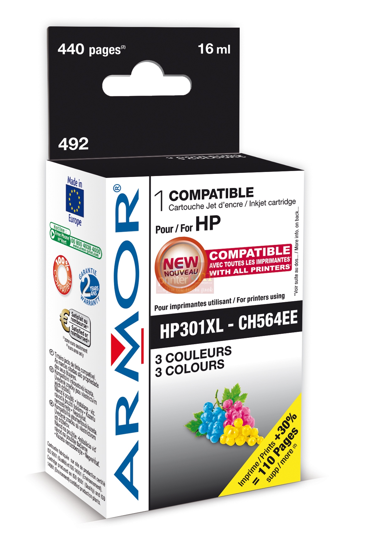 ink-jet pro HP DJ 1510 3 barvy HC, 16ml, No. 301XL