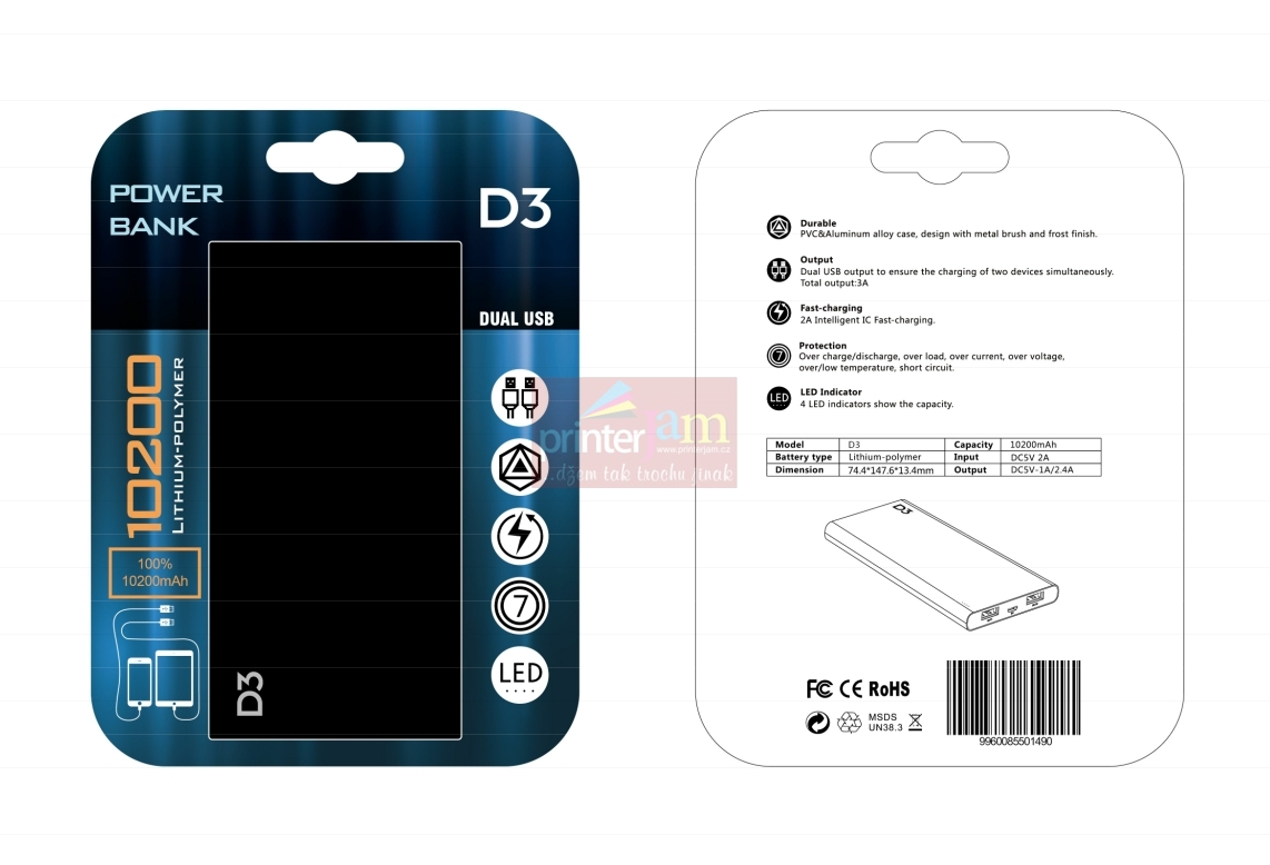 Power banka D3 10200mAh Li-Pol