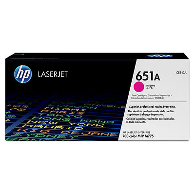 HP 651A purpurová originální tonerová kazeta LaserJet (CE343A)